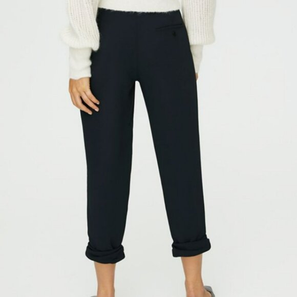 Wilfred Aritzia Allant Crepe Trousers Black Tie-Waist Cropped Cuff Leg Pants - Picture 9 of 9